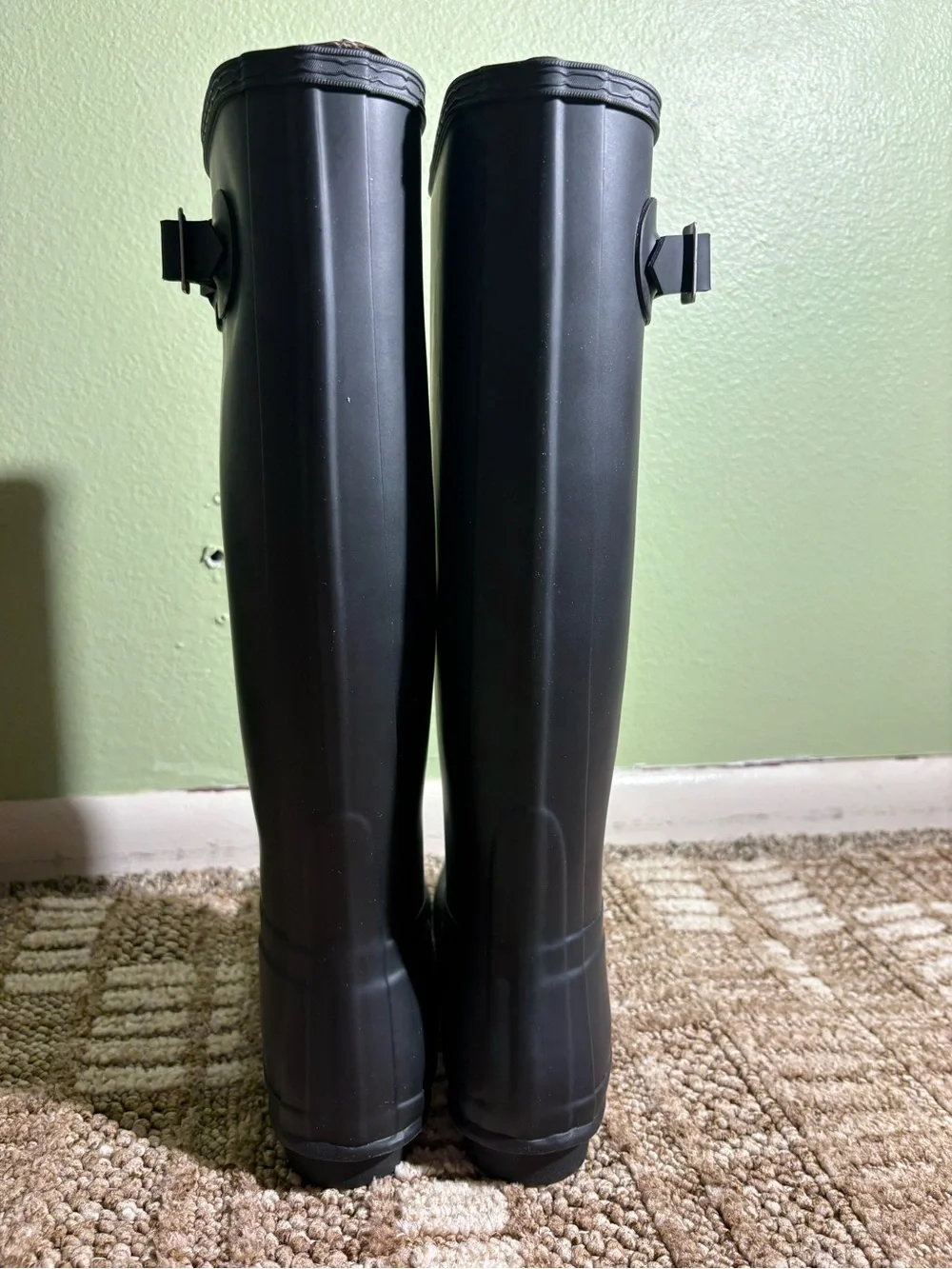 Hunter Original Tall Women's Black Waterproof Knee High Rain Boots Buckle US 8